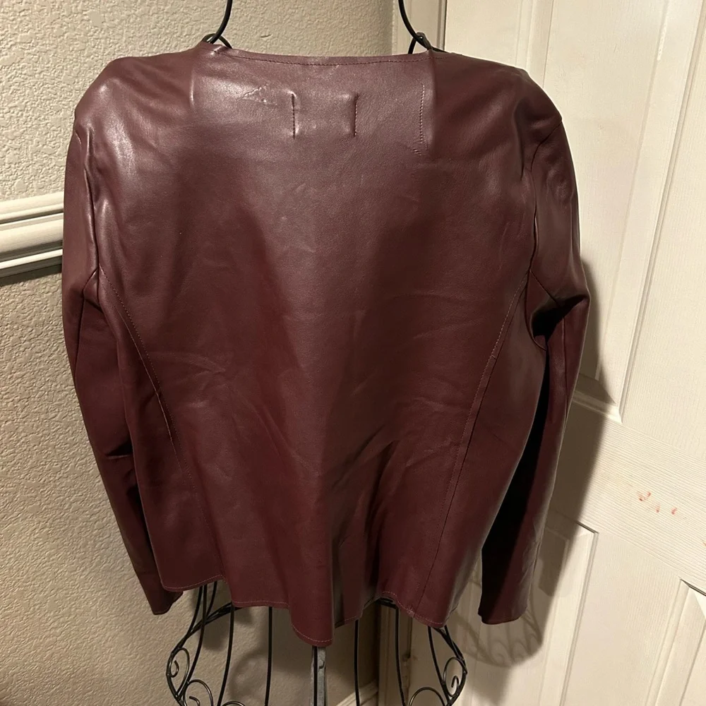 Worthington Plumb Faux Leather Zipper Jacket Size Large - Picture 4 of 9